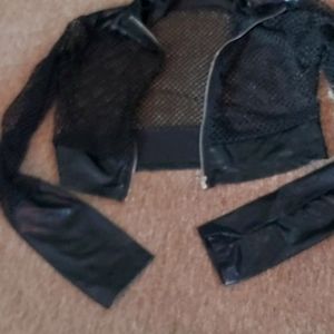 Pleather fishnet lingerie set